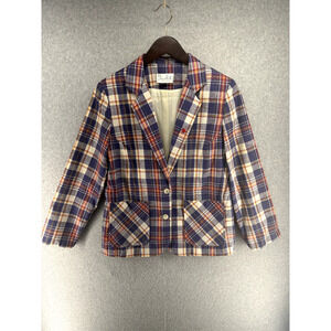 Vintage Diane Rich 1970s Womens Blazer Multicolor Plaid Size 1 (Roughly a Large)